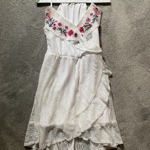 Miami White Lace Dress with Flower Detailing